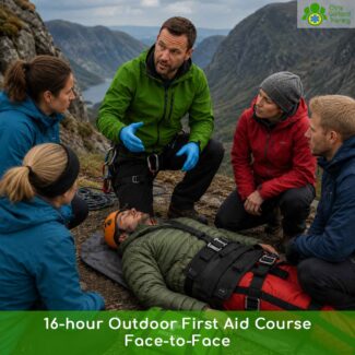 A 2-day, 16-hour Outdoor First Aid course for those working or spending extended time outdoors where emergency services may be up to 2 hours away. Covers adult casualties only.