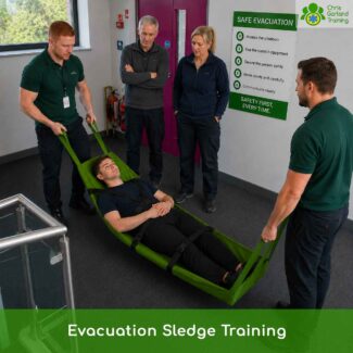 A 5-hour Evacuation Sledge Operator course covering disability awareness, evacuation etiquette, and moving, lifting and handling techniques: the full government-recommended scope. Many courses do not cover all three. Ours does.