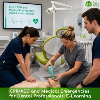 GDC-compliant online CPD course for dentists, dental nurses and hygienists. Covers CPR, AED use and medical emergencies in a dental setting. Provides 2 verifiable CPD hours.
