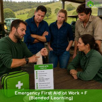 Emergency First Aid at Work +F via blended learning: 2 hours online pre-learning plus 6 hours in the classroom. For low-risk work on Forestry England land. Ofqual option available.